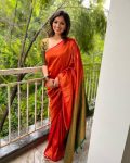 TRENDING SOFT LICHI SILK JACQUARD WORK SAREE WITH UNSTITCHED BLOUSE ORANGE