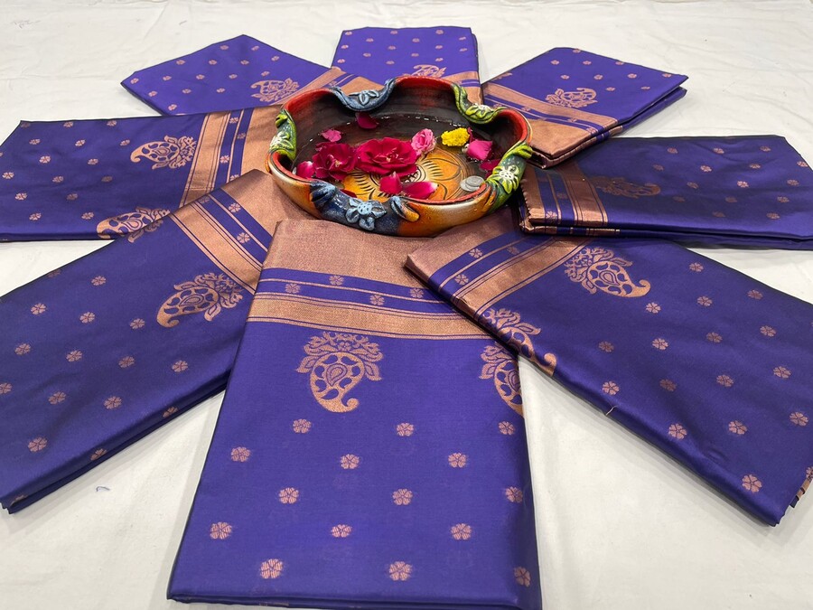 2ATTRACTIVE LICHI SILK JACQUARD WORK SAREE WITH UNSTITCHED BLOUSE BRIDAL WEAR WHOLESALE PRICE ETHNIC GARMENT (8)