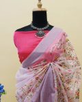 2ATTRACTIVE ORGANZA SILK THREAD AND ZARI-DORI WORK SAREE WITH UNSTITCHED BLOUSE PARTY WEAR WHOLESALE PRICE ETHNIC GARMENT (19)