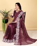 2ATTRACTIVE TWILL NET MULTI WORK SAREE WITH UNSTITCHED BLOUSE PARTY WEAR WHOLESALE PRICE ETHNIC GARMENT (20)