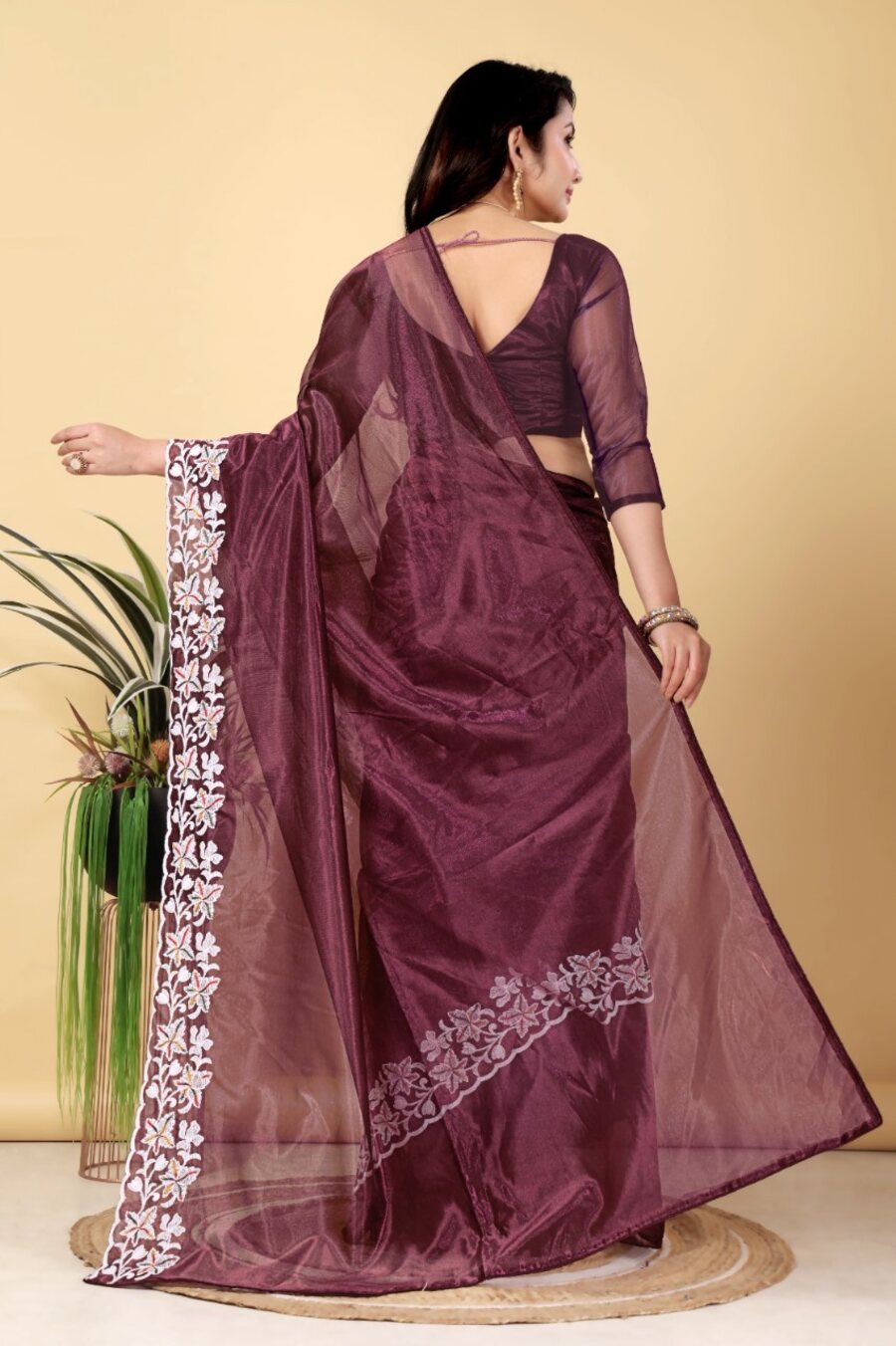 2ATTRACTIVE TWILL NET MULTI WORK SAREE WITH UNSTITCHED BLOUSE PARTY WEAR WHOLESALE PRICE ETHNIC GARMENT (23)