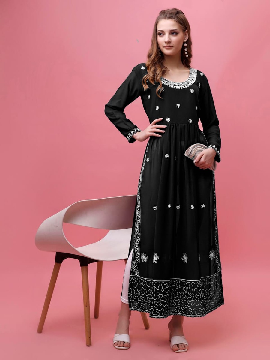 2DESIGNER GEORGETTE EMBROIDERY WORK KURTI CASUAL WEAR WHOLESALE PRICE ETHNIC GARMENT (19)