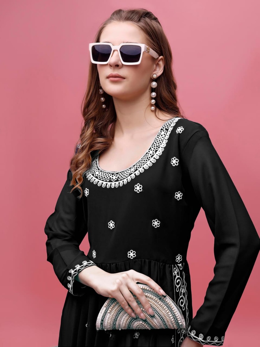 2DESIGNER GEORGETTE EMBROIDERY WORK KURTI CASUAL WEAR WHOLESALE PRICE ETHNIC GARMENT (20)