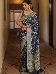 2DESIGNER LICHI SILK JACQUARD WORK SAREE WITH UNSTITCHED BLOUSE WEDDING WEAR WHOLESALE PRICE ETHNIC GARMENT (50)
