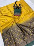 2DESIGNER LICHI SILK ORGANIC BANARASI SAREE WITH UNSTITCHED BLOUSE FESTIVAL WEAR WHOLESALE PRICE ETHNIC GARMENT (40)