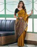 2DESIGNER LICHI SILK ORGANIC BANARASI SAREE WITH UNSTITCHED BLOUSE FESTIVAL WEAR WHOLESALE PRICE ETHNIC GARMENT (40)