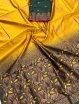 2DESIGNER LICHI SILK ORGANIC BANARASI SAREE WITH UNSTITCHED BLOUSE FESTIVAL WEAR WHOLESALE PRICE ETHNIC GARMENT (40)