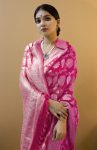 DESIGNER SOFT LICHI SILK JACQUARD WORK SAREE WITH UNSTITCHED BLOUSE PARTY WEAR WHOLESALE PRICE ETHNIC GARMENT (16)