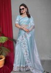 2DESIGNER TWILL NET MULTI WORK SAREE WITH UNSTITCHED BLOUSE WEDDING WEAR WHOLESALE PRICE ETHNIC GARMENT (14)