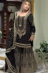 2FANCY GEORGETTE EMBROIDERY SEQUENCE WITH LATKAN BORDER WORK TOP SHARARA WITH DUPATTA FESTIVE WEAR WHOLESALE PRICE ETHNIC GARMENT (11)