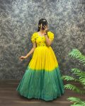 FANCY MUL COTTON HAND WORK GOWN LEMON