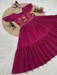 2FANCY MUL MUL COTTON EMBROIDERY THREAD WORK ONE PIECE PARTY WEAR WHOLESALE PRICE ETHNIC GARMENT (23)