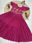 2FANCY MUL MUL COTTON EMBROIDERY THREAD WORK ONE PIECE PARTY WEAR WHOLESALE PRICE ETHNIC GARMENT (23)