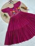 2FANCY MUL MUL COTTON EMBROIDERY THREAD WORK ONE PIECE PARTY WEAR WHOLESALE PRICE ETHNIC GARMENT (23)
