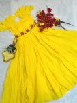 FANCY MUL MUL COTTON HANDWORK ONE PIECE YELLOW