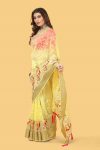 2FASHIONABLE ORGANZA SILK THREAD AND ZARI-DORI WORK WITH STONE WORK SAREE WITH UNSTITCHED BLOUSE WEDDING WEAR WHOLESALE PRICE ETHNIC GARMENT (26)