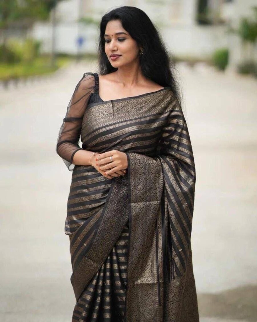 2FASHIONABLE SOFT LICHI SILK JACQUARD WORK SAREE WITH UNSTITCHED BLOUSE PARTY WEAR WHOLESALE PRICE ETHNIC GARMENT (14)