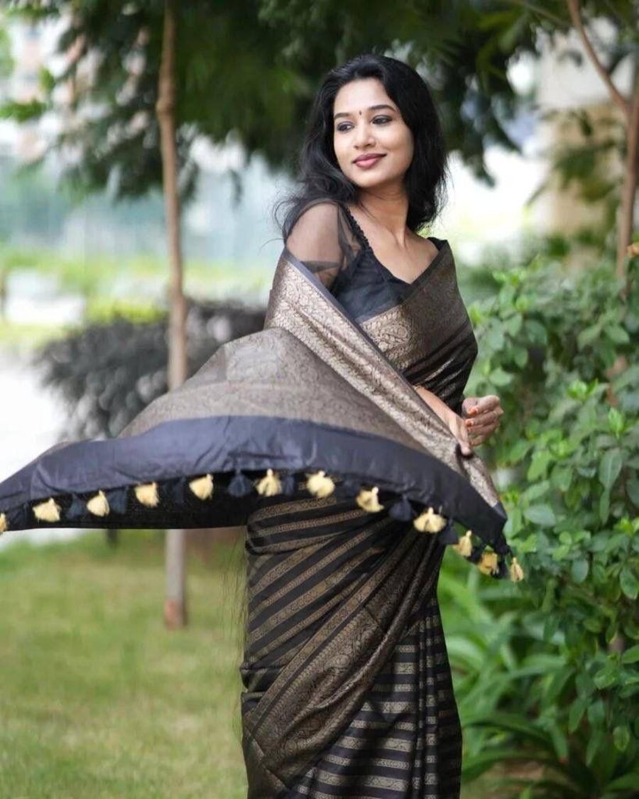 2FASHIONABLE SOFT LICHI SILK JACQUARD WORK SAREE WITH UNSTITCHED BLOUSE PARTY WEAR WHOLESALE PRICE ETHNIC GARMENT (15)