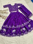 2LATEST CHINON SILK EMBROIDERY WORK KID’S LEHANGA CHOLI WITH DUPATTA WEDDING WEAR WHOLESALE PRICE ETHNIC GARMENT (5)