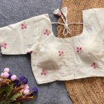 LATEST KHADI COTTON THREAD SEQUENCE WORK STITCHED BLOUSE OFF WHITE