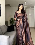 2LATEST SOFT LICHI SILK JACQUARD WORK SAREE WITH UNSTITCHED BLOUSE CASUAL WEAR WHOLESALE PRICE ETHNIC GARMENT (29)