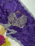 2MODERN EMBROIDERY WORK SEQUENCE AND JARI WITH ARC BORDER JIMMY CHOO SAREE WITH STITCHED BLOUSE FORMAL WEAR WHOLESALE PRICE ETHNIC GARMENT (64)