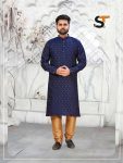 ATTRACTIVE JACQUARD MEN'S KURTA PAYJAMA BLUE