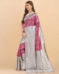 ATTRACTIVE LICHI SILK JACQUARD WORK SAREE WITH UNSTITCHED BLOUSE PINK