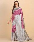 3ATTRACTIVE LICHI SILK JACQUARD WORK SAREE WITH UNSTITCHED BLOUSE PARTY WEAR WHOLESALE PRICE ETHNIC GARMENT (10)