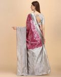 3ATTRACTIVE LICHI SILK JACQUARD WORK SAREE WITH UNSTITCHED BLOUSE PARTY WEAR WHOLESALE PRICE ETHNIC GARMENT (10)