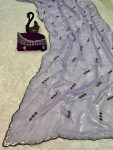 3ATTRACTIVE SPACE SILK SEQUENCE AND ZARI EMBROIDERY WORK SAREE WITH UNSTITCHED BLOUSE SEASONABLE WHOLESALE PRICE ETHNIC GARMENT (67)