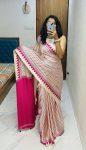 DESIGNER GAJI SOFT  SILK BANDHEJ WORK SAREE WITH UNSTITCHED BLOUSE PINK