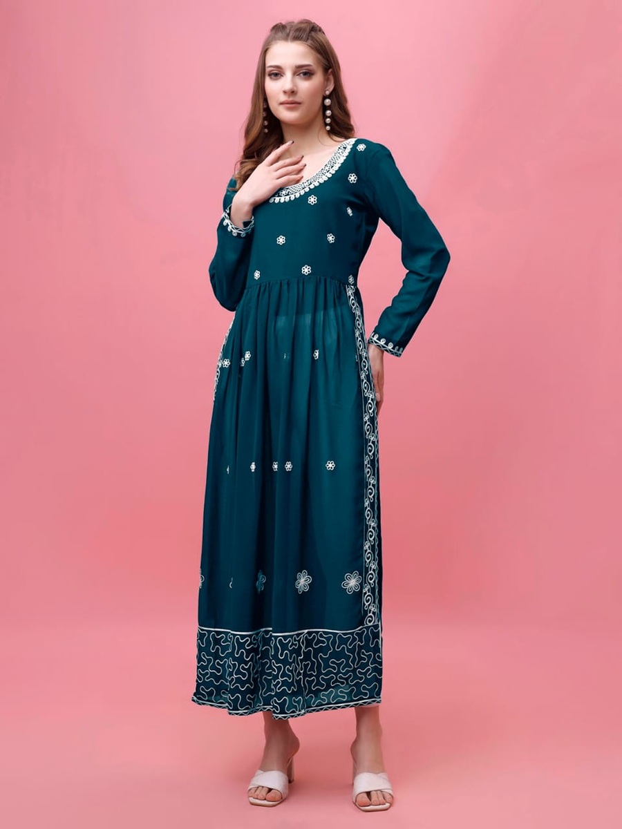 3DESIGNER GEORGETTE EMBROIDERY WORK KURTI CASUAL WEAR WHOLESALE PRICE ETHNIC GARMENT (22)