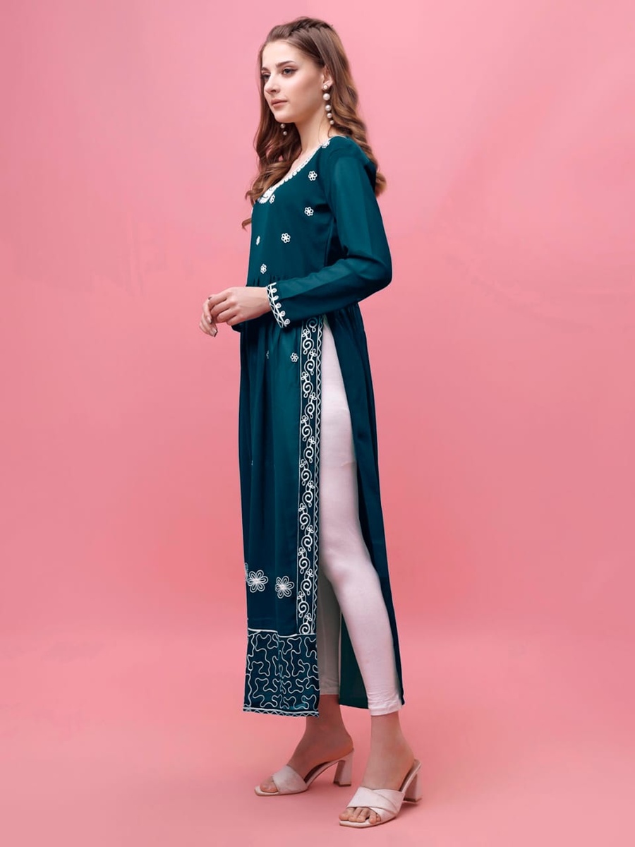 3DESIGNER GEORGETTE EMBROIDERY WORK KURTI CASUAL WEAR WHOLESALE PRICE ETHNIC GARMENT (24)