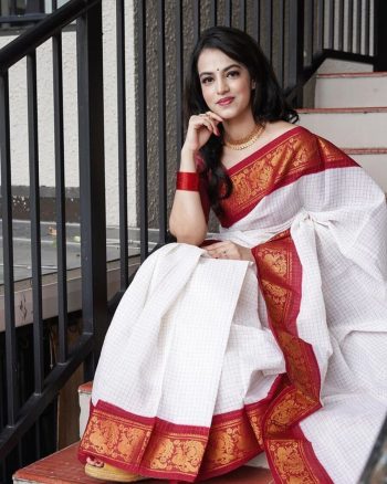 DESIGNER LICHI SILK JACQUARD WORK SAREE WITH UNSTITCHED BLOUSE RED