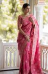 DESIGNER LICHI SILK JACQUARD WORK SAREE WITH UNSTITCHED BLOUSE RANI