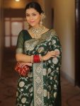 3DESIGNER LICHI SILK JACQUARD WORK SAREE WITH UNSTITCHED BLOUSE WEDDING WEAR WHOLESALE PRICE ETHNIC GARMENT (56)