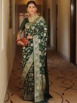 3DESIGNER LICHI SILK JACQUARD WORK SAREE WITH UNSTITCHED BLOUSE WEDDING WEAR WHOLESALE PRICE ETHNIC GARMENT (56)