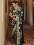 3DESIGNER LICHI SILK JACQUARD WORK SAREE WITH UNSTITCHED BLOUSE WEDDING WEAR WHOLESALE PRICE ETHNIC GARMENT (56)