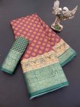 3DESIGNER SOFT DOLA COTTON JACQUARD KANJIVARAM SAREE WITH UNSTITCHED BLOUSE FESTIVE WEAR WHOLESALE PRICE ETHNIC GARMENT (31)