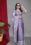 3DESIGNER TWILL NET MULTI WORK SAREE WITH UNSTITCHED BLOUSE WEDDING WEAR WHOLESALE PRICE ETHNIC GARMENT (9)