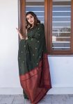 3FASHIONABLE LICHI SILK JACQUARD WORK SAREE WITH UNSTITCHED BLOUSE PARTY WEAR WHOLESALE PRICE ETHNIC GARMENT (23)