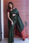 3FASHIONABLE LICHI SILK JACQUARD WORK SAREE WITH UNSTITCHED BLOUSE PARTY WEAR WHOLESALE PRICE ETHNIC GARMENT (23)