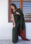 3FASHIONABLE LICHI SILK JACQUARD WORK SAREE WITH UNSTITCHED BLOUSE PARTY WEAR WHOLESALE PRICE ETHNIC GARMENT (23)