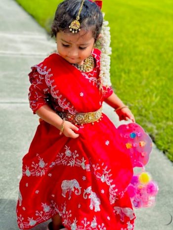 LATEST CHINON  SILK EMBROIDERY WORK  KID'S LEHANGA CHOLI WITH DUPATTA RED