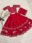 3LATEST CHINON SILK EMBROIDERY WORK KID’S LEHANGA CHOLI WITH DUPATTA WEDDING WEAR WHOLESALE PRICE ETHNIC GARMENT (10)