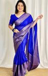 3LATEST LICHI SILK JACQUARD WORK SAREE WITH UNSTITCHED BLOUSE FORMAL WEAR WHOLESALE PRICE ETHNIC GARMENT (38)