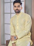3LATEST ROYAL LINEN EMROIDERY WITH SEQUENCE WORK KURTA PAYJAMA FESTIVAL WEAR WHOLESALE PRICE ETHNIC GARMENT (18)