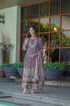MODERN SOFT CHINON DIGITAL PRINT AND HANDWORK TOP BOTTOM WITH DUPATTA PURPLE