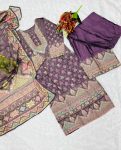 3MODERN SOFT CHINON DIGITAL PRINT AND HANDWORK TOP BOTTOM WITH DUPATTA CASUAL WEAR WHOLESALE PRICE ETHNIC GARMENT (7)